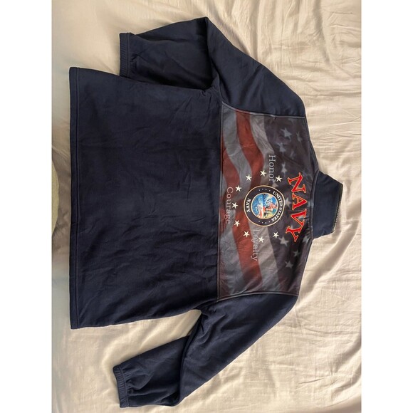 The Bradford Exchange Mens New Sz XXL Zip Up Long Sleeve Navy Blue Fleece Jacket - Picture 14 of 16